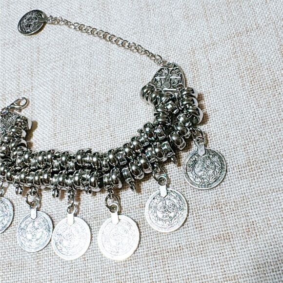 Silver boho anklet N527 - Picture 3 of 4